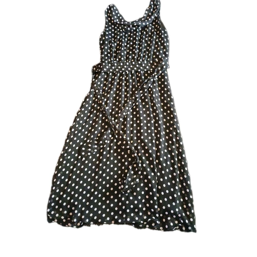 MSK Black & White Polka Dot Dress Sleeveless Halter Size 14 Lined Flowy A23